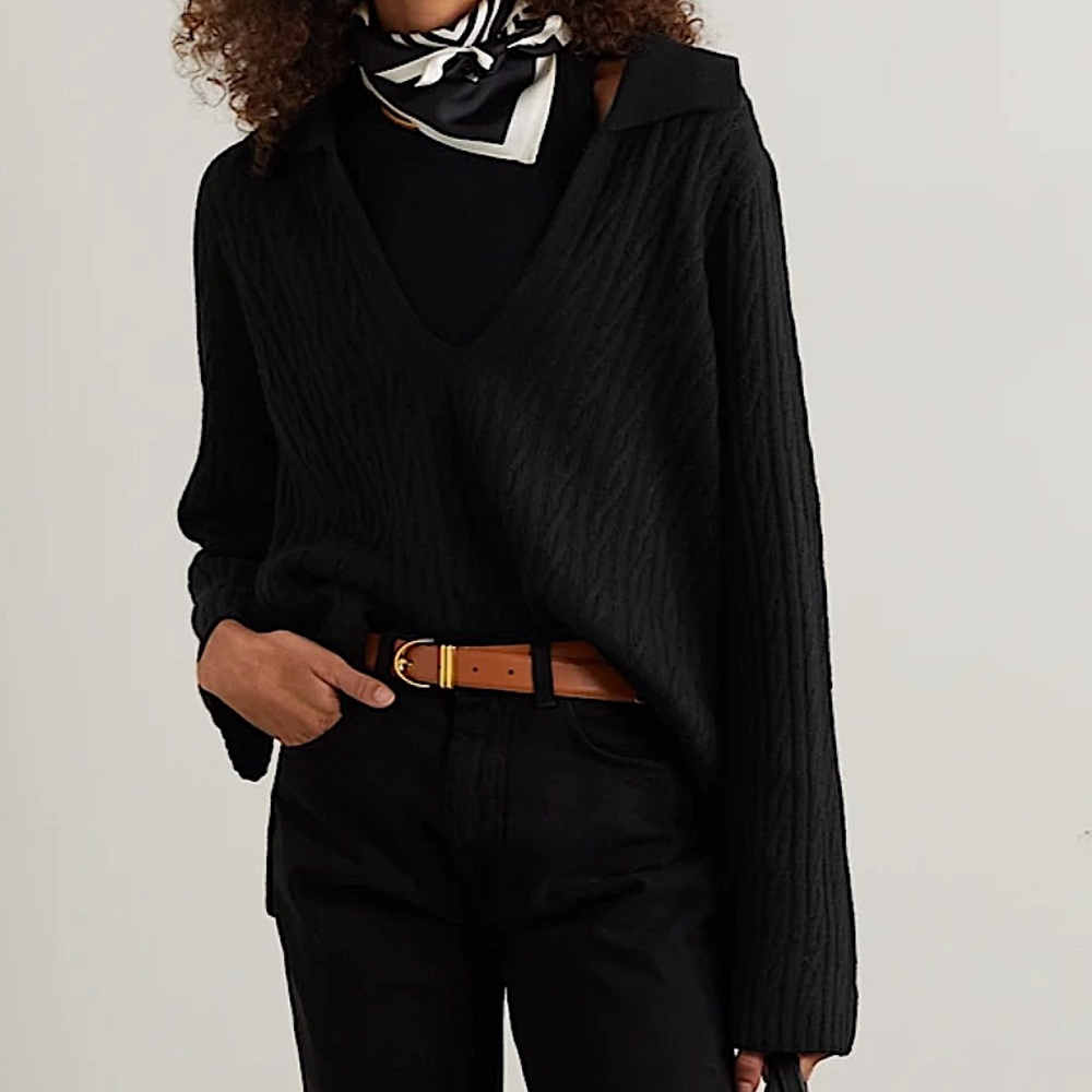 LESET Black Cable Knit Sweater